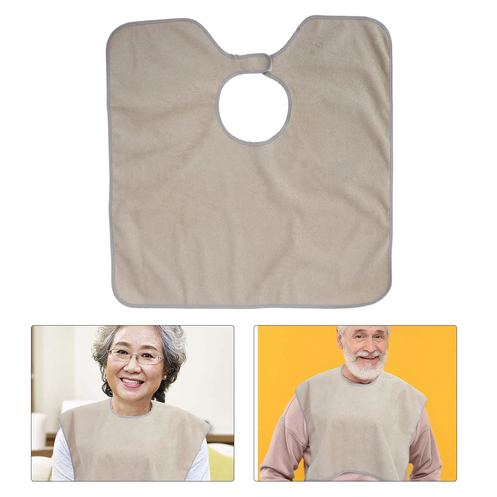 Senior Cloth Bib Adult Eating Bib Washable Polyester Dining Clothing Protector for Elderly Men Women Bedridden Patients