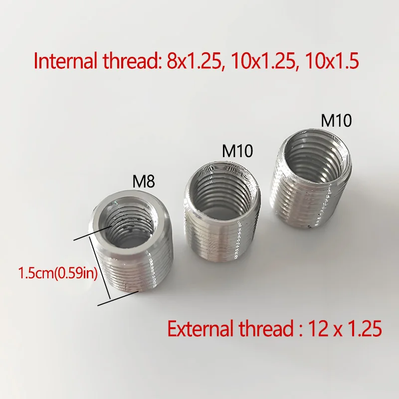 3Pcs Aluminum Car Shift Knob Adapter Internal Thread M8 M10 Replacement Kits for Most Vehicle Truck External Thread M12 X 1.25