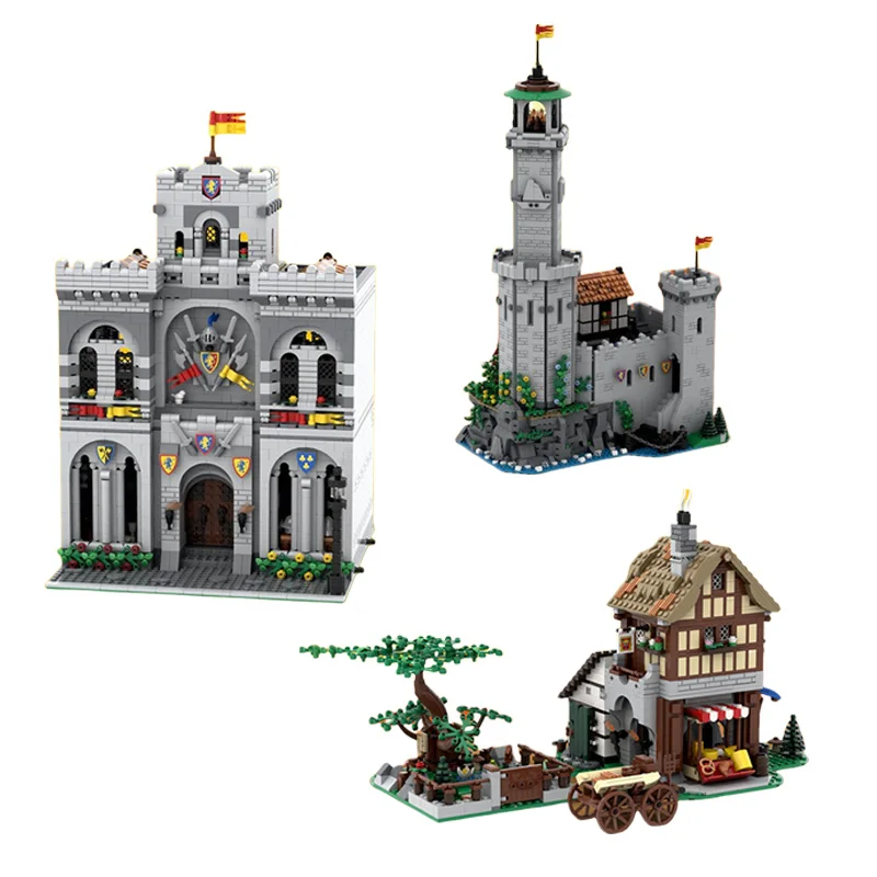 

MOC building block toy DIY creative assembly toy Medieval castle fortress lighthouse model creative assembly set step festival g