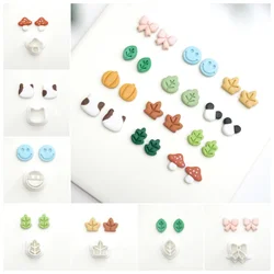 Mini pendientes de arcilla polimérica, cortador de seta, hoja, Animal, forma de bosque, molde de arcilla para bricolaje, pendientes de cerámica suave, fabricación de joyas