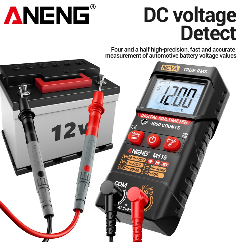 ANENG M115 Digital Multimeter Mini Smarts DC/AC voltage Meter  4000 Counts Multimetro Ohm NCV Resistance Diode Electrician Test