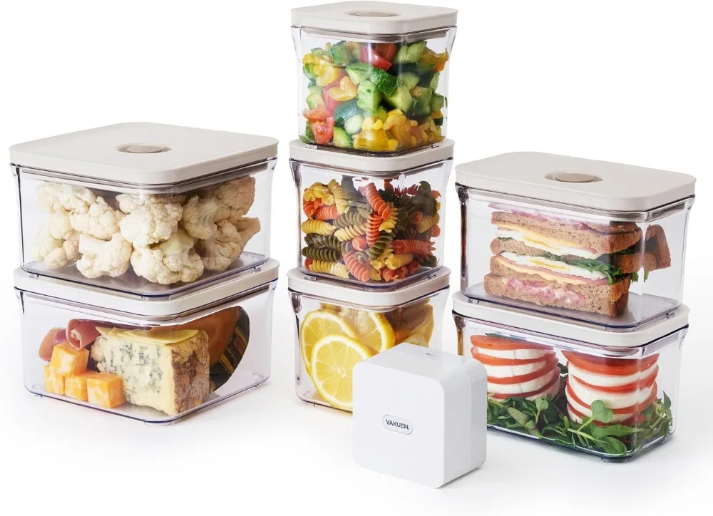 

Premium Airtight Food Storage Container. Special Edition Mercury Color 8P/Set. 7pcs Container and Vacuum Sealer