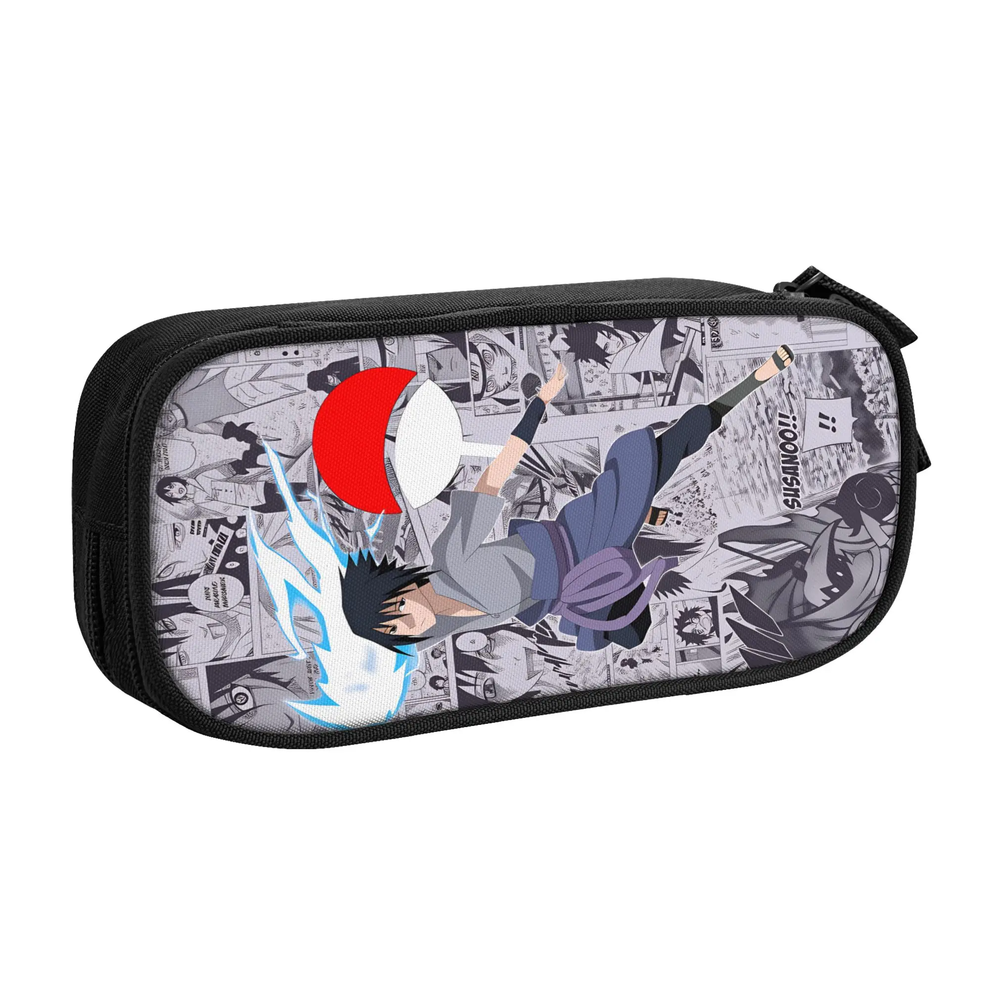 

N-Narutoes Uchihas Sasukes Kawaii Pencil Case Boys Girls Large Capacity Vintage Design Comics Movie Pencil Bag School Supplies
