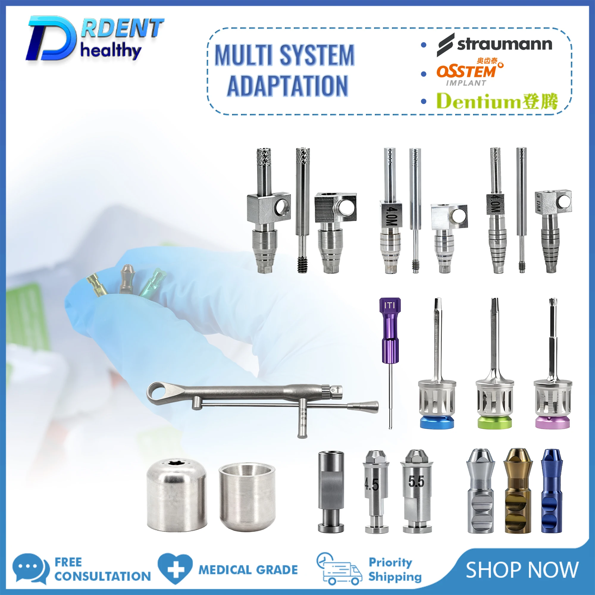 

Стоматологический лоток, аналоговый RC NC колпачок, имплантат Dentium ITI Straumann Osstem, динамометрические отвертки, аксессуары, открытые, закрытые