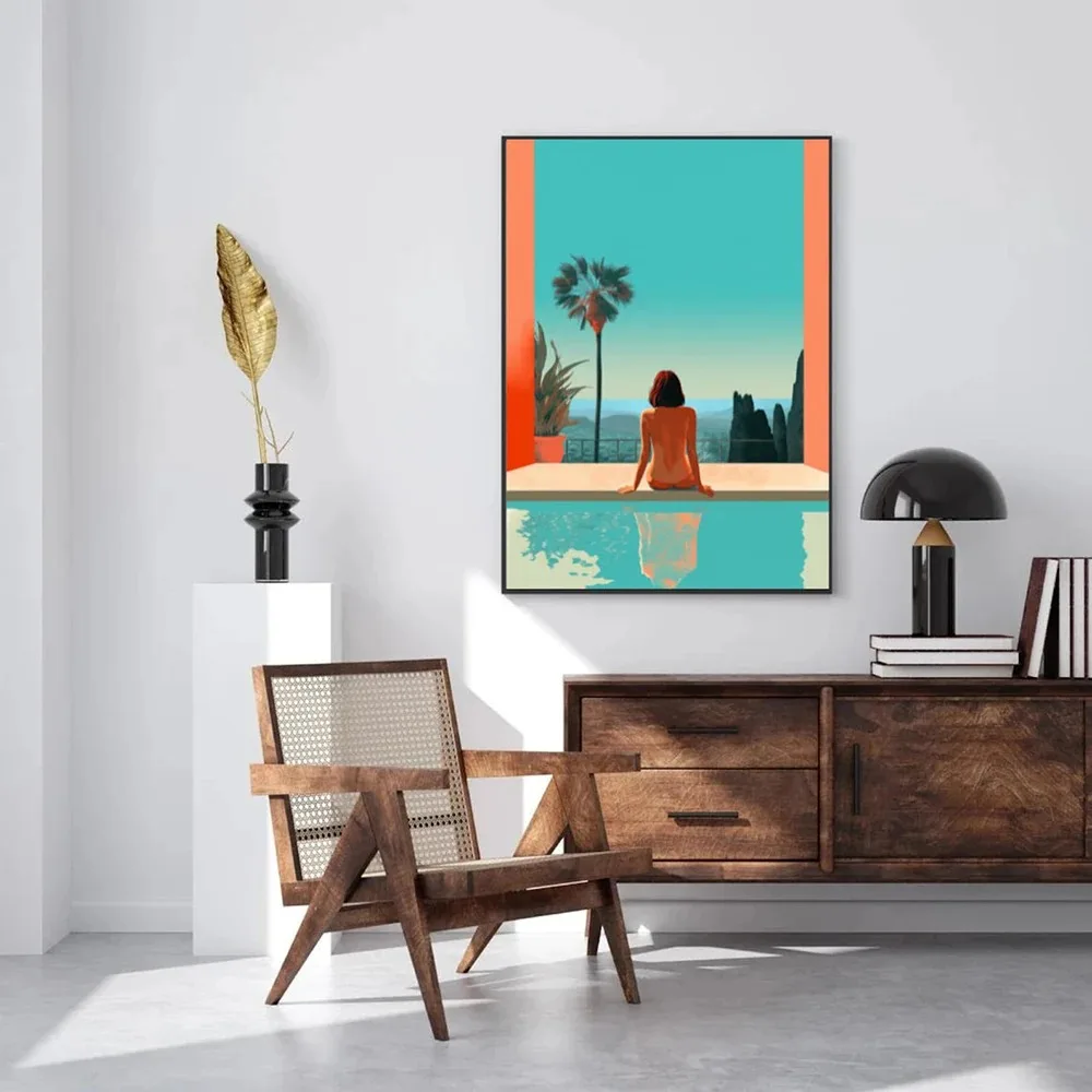2026 Pop Art Print Sea Landscape Colourful Wall Vintage Pool Poster Pink Summer Swimming Hockney Canvas Painting Room Home Decor