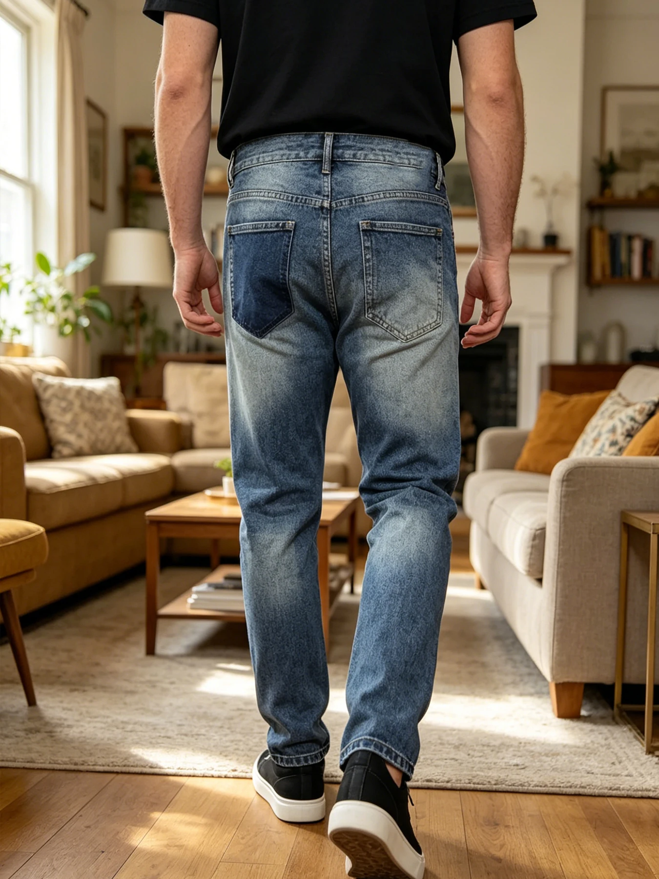 American-style High-street Heavy-duty Jeans with Large Distressed Holes, Men's Gradient Washed Slim-fit Skinny Street Fashion Pa