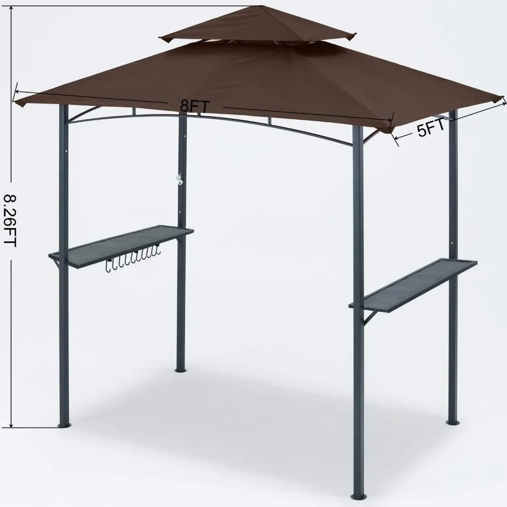 Pergola 8 X 5 BBQ Pavilion Outdoor BBQ Pavilion With 2 LED Lights Shed Tent Gazebo Shade Garden Supplies Home