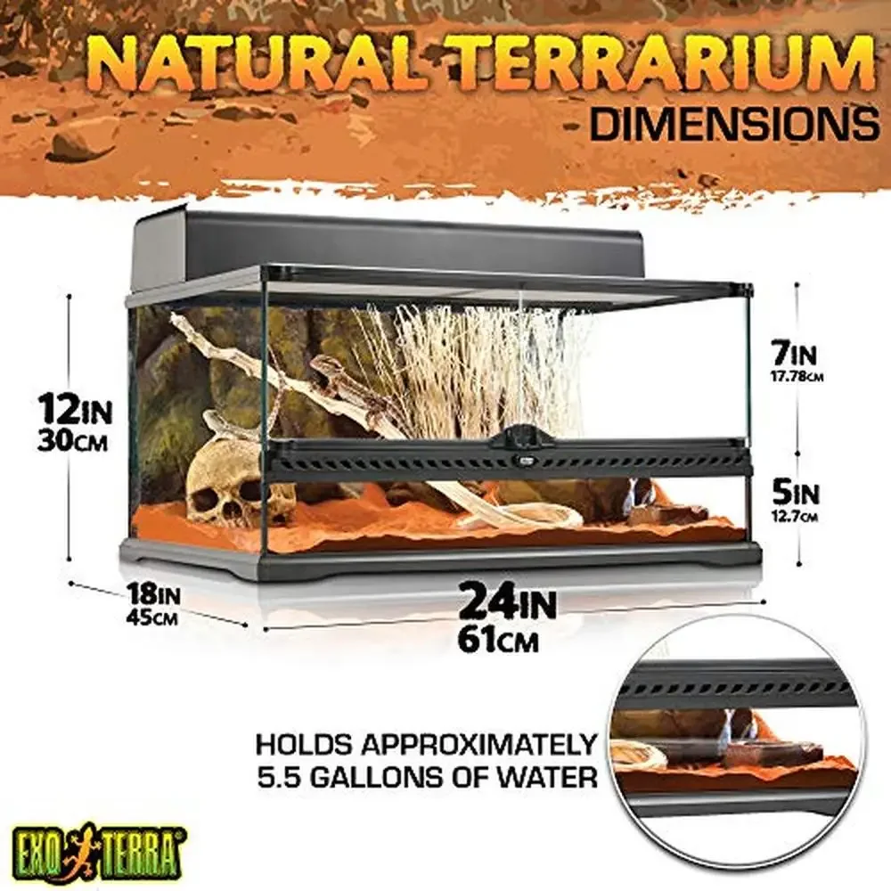 Natural Glass Terrarium Kit Reptiles and Amphibians Front Ventilation Dual Doors Waterproof Base Stainless Steel Mesh Ideal