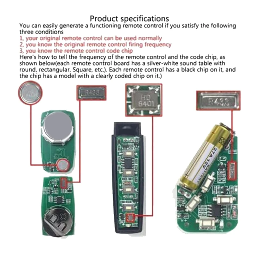 Mando a distancia Universal para puerta de garaje, 3 piezas, 4 botones, duplicador, 433MHZ