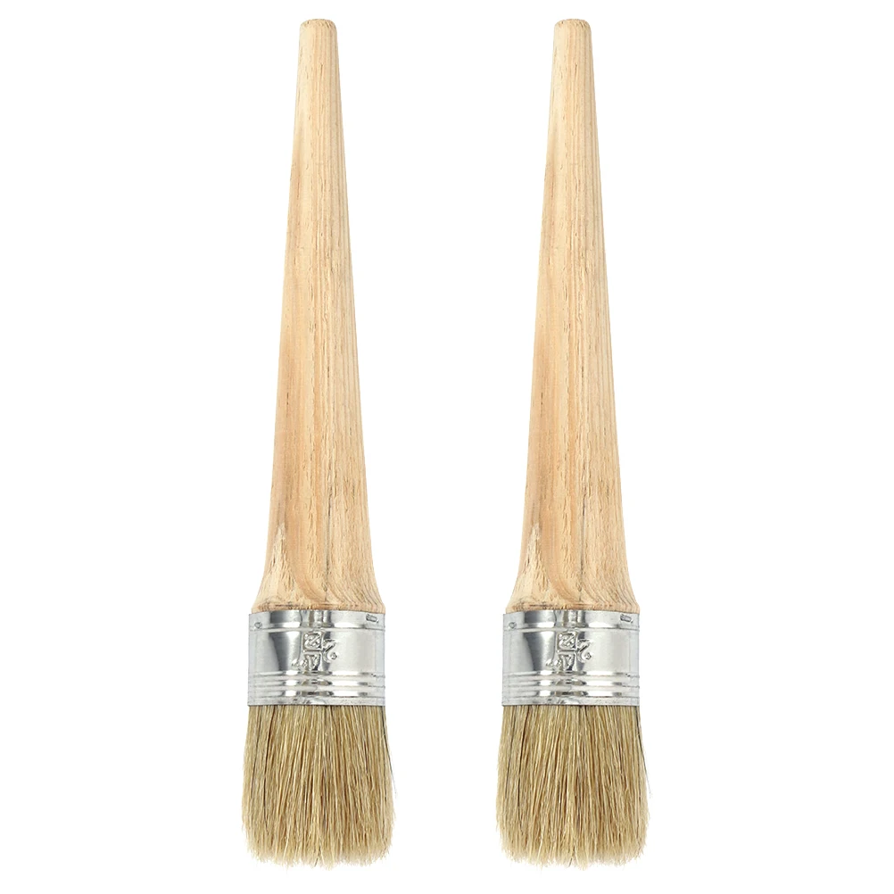 

2 pcs Round Paint Brush Durable Wax Brushes for Canvas Oil Painting Furniture Craft Practical Artist Tools Supplies