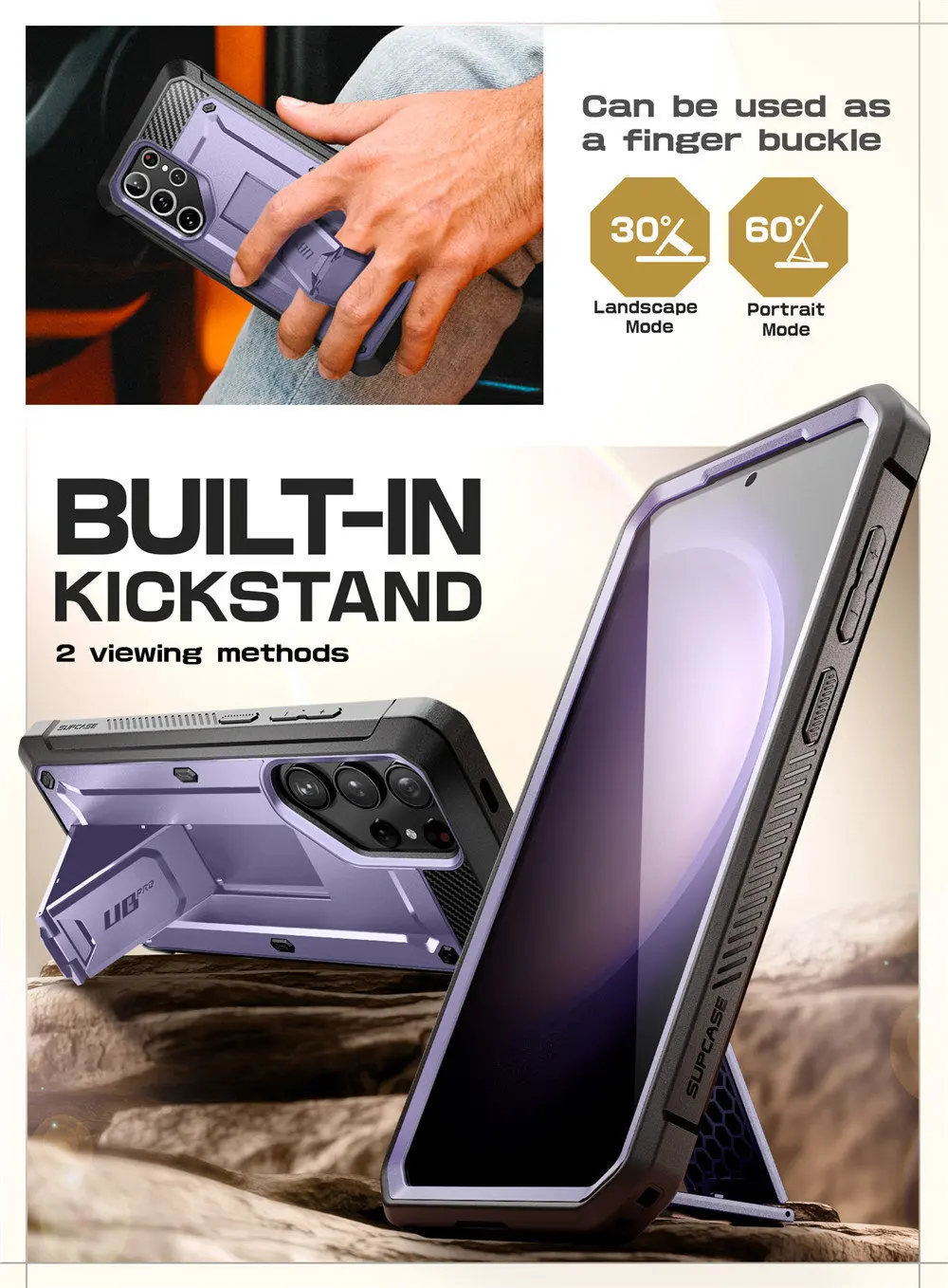 SUPCASE For Samsung Galaxy S24 Ultra Case UB Pro Full-Body Dual Layer Rugged Belt-Clip Phone Case with Built-in Screen Protector