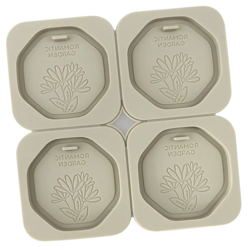 4 Even Octagonal Flower Shape, Silicone Wax Flake Mold, Aromatherapy Gypsum Car Pendant XG816