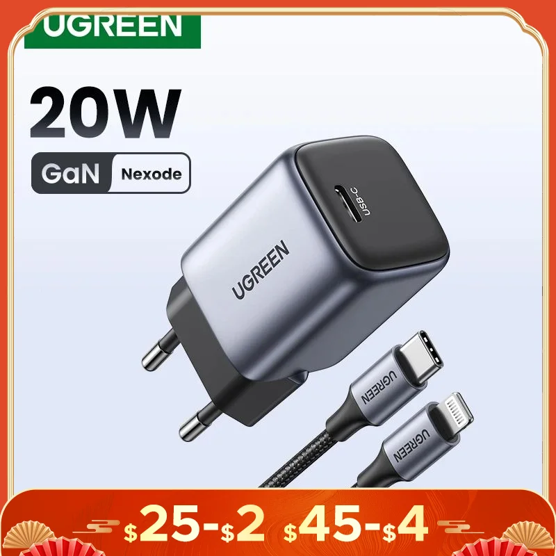 UGREEN 20W 30W GaN Charger PD Fast USB Type C Charger USB C PD3.0 QC3.0 Quick Charging For iPhone 16 15 14 Mobile Phone Charger