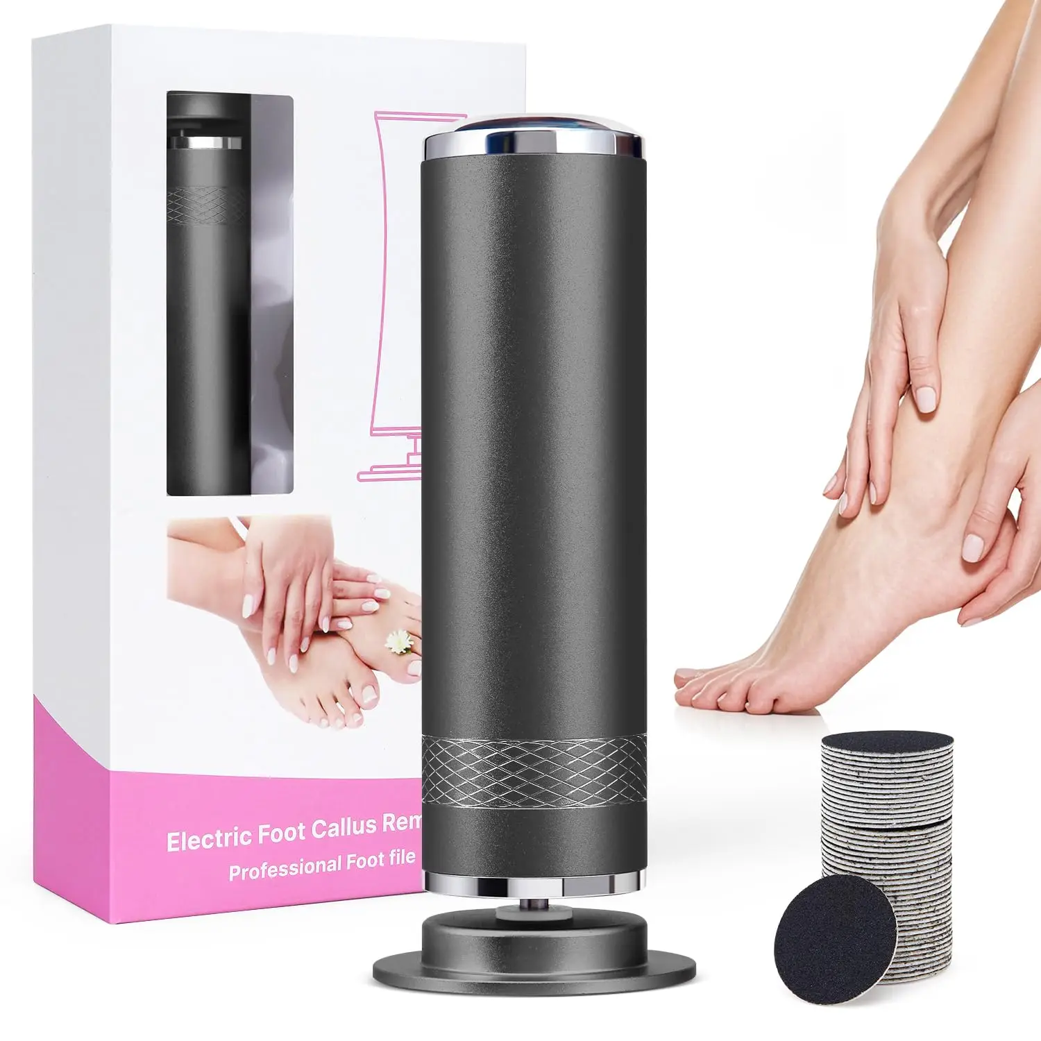 

Электрическое средство для удаления мозолей на ногах с нескользящей текстурой для ухода за ногами со скоростью ​ ​ Управление и 60 сменных дисков наждачной бумаги