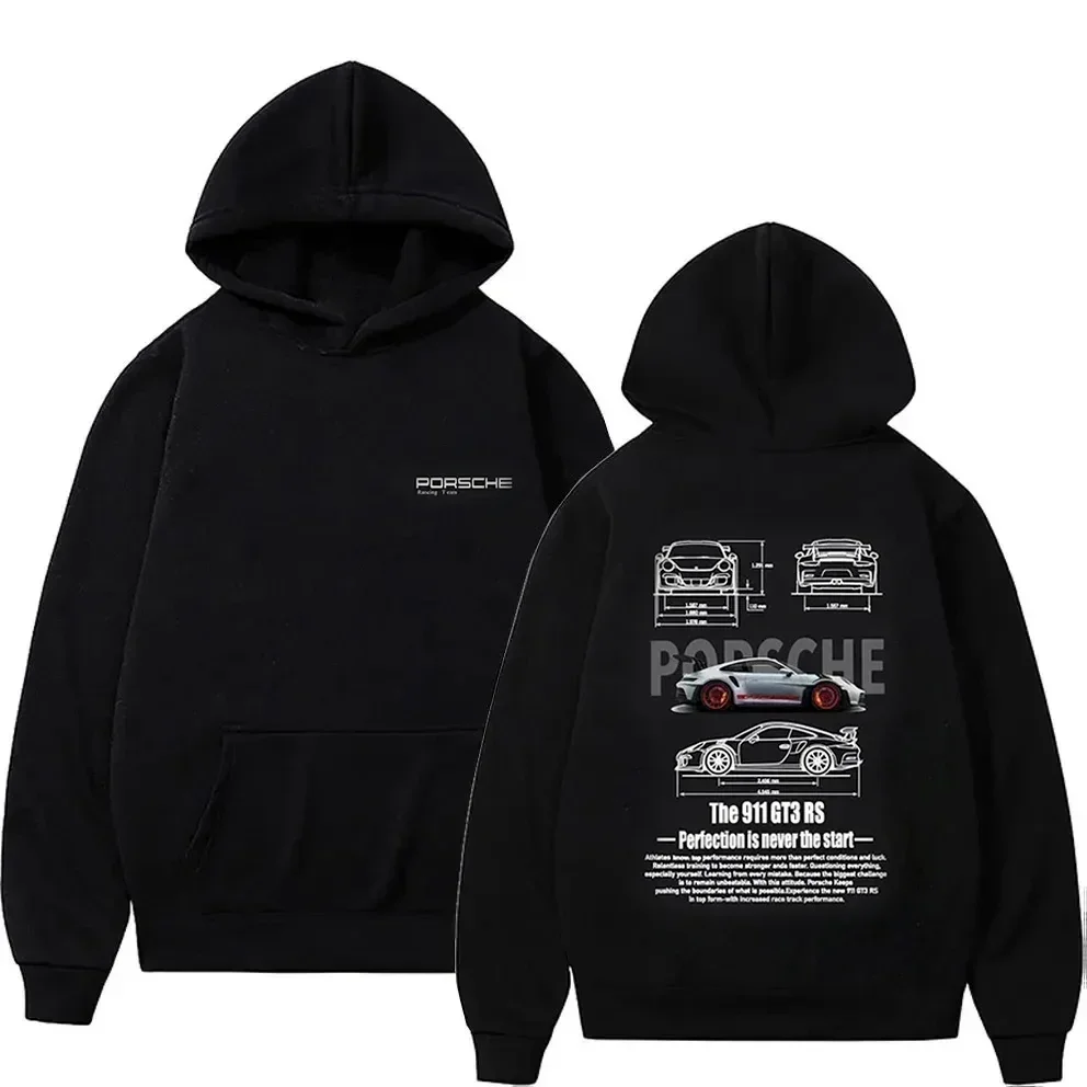 Casual Cotton Classic Fashion Design Car Letter Hoodies Aesthetic Popular GT3-RS Tops Pullover Sweatshirt Oversized 911 Unisex