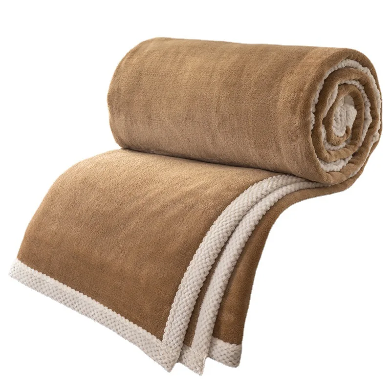 Double Sided Thickened Milk Wool Blanket Flannel Blanket  Bed Sheet Blanket Sofa Office Noon Super Warm Sleeping Blanket одеяло