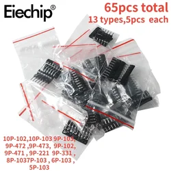 65PCS Exclusion Network Resistor Electronic Component Kit 13-in-1 9A103 472 102 471 221 473 331, 5p 6p 7p 8p 9p 10pin