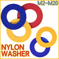 Red Yellow Blue Nylon Flat Washers Plastic Plane Spacer Insulation Waterproof Sealing Hard Gaskets For Screw Bolts M2~M20 Washer