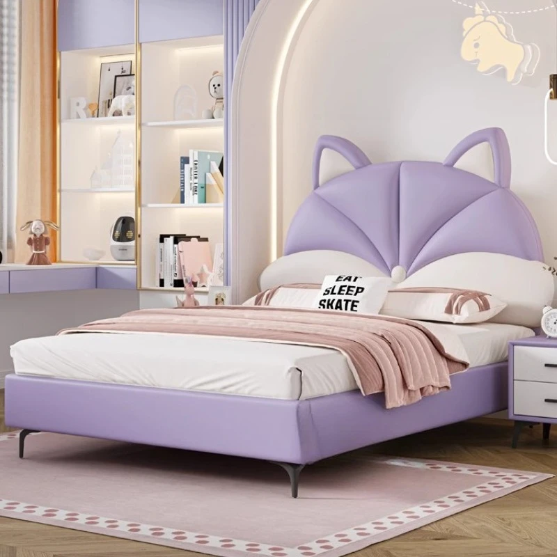 

Bedroom Furniture Luxury Modern Wood Children Bed Girl Princess Bed Purple Cartoon Bedroom Fox Double Bed King Size Shelves