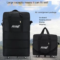 Ruote da viaggio per donna uomo Trolley pieghevole espandibile Valigia nera versatile per borsa da notte per viaggio nel fine settimana