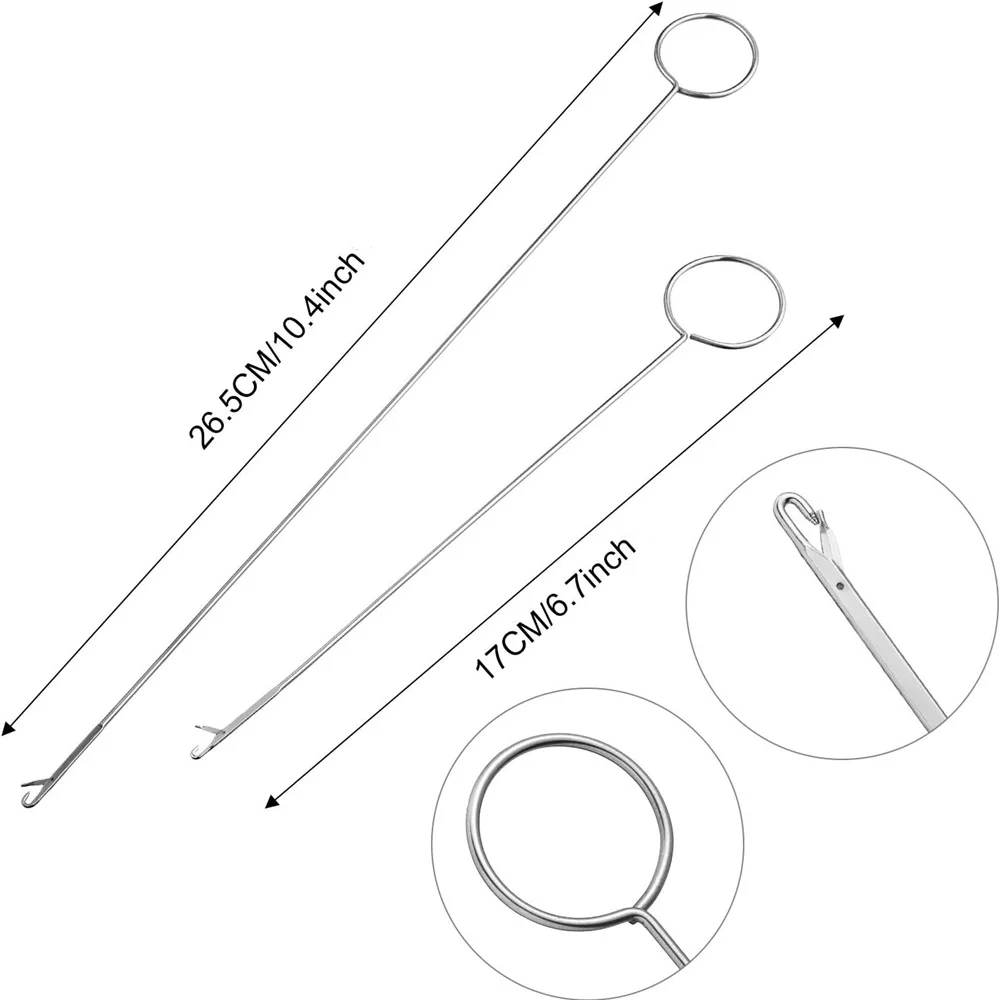 Gancho giratorio de bucle de costura de acero inoxidable, 1-5 piezas, para tiras de cinturón de tela, Tuber largo hecho a mano, herramienta de