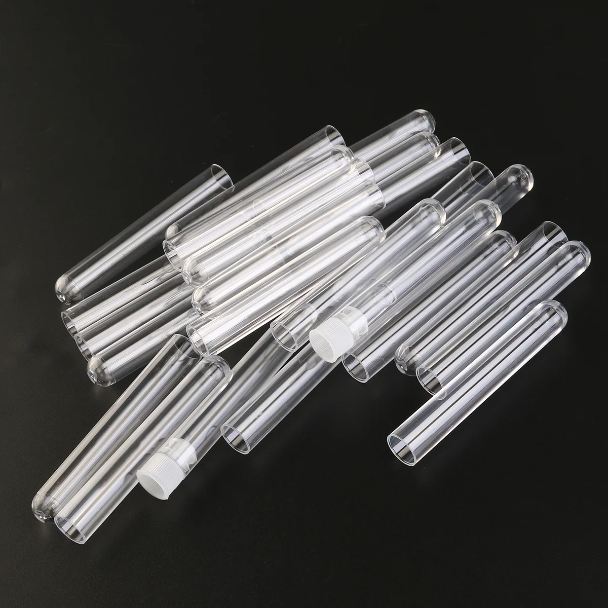 

25pcs Plastic 5ml 12x75mm Transparent Sample Tubes Caps Plastic Test Tubes for Gifts Handmade Small Specimen Storage