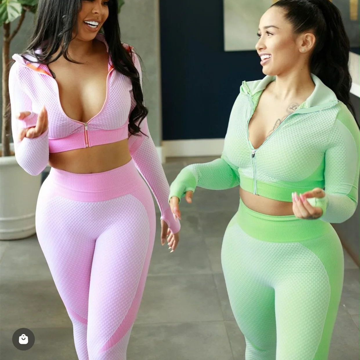 QK 2024 1PCS Warm Seamless Zipper Fitness Long Sleeve Tops Yoga Set Women Sports Pants Gym Active Suits