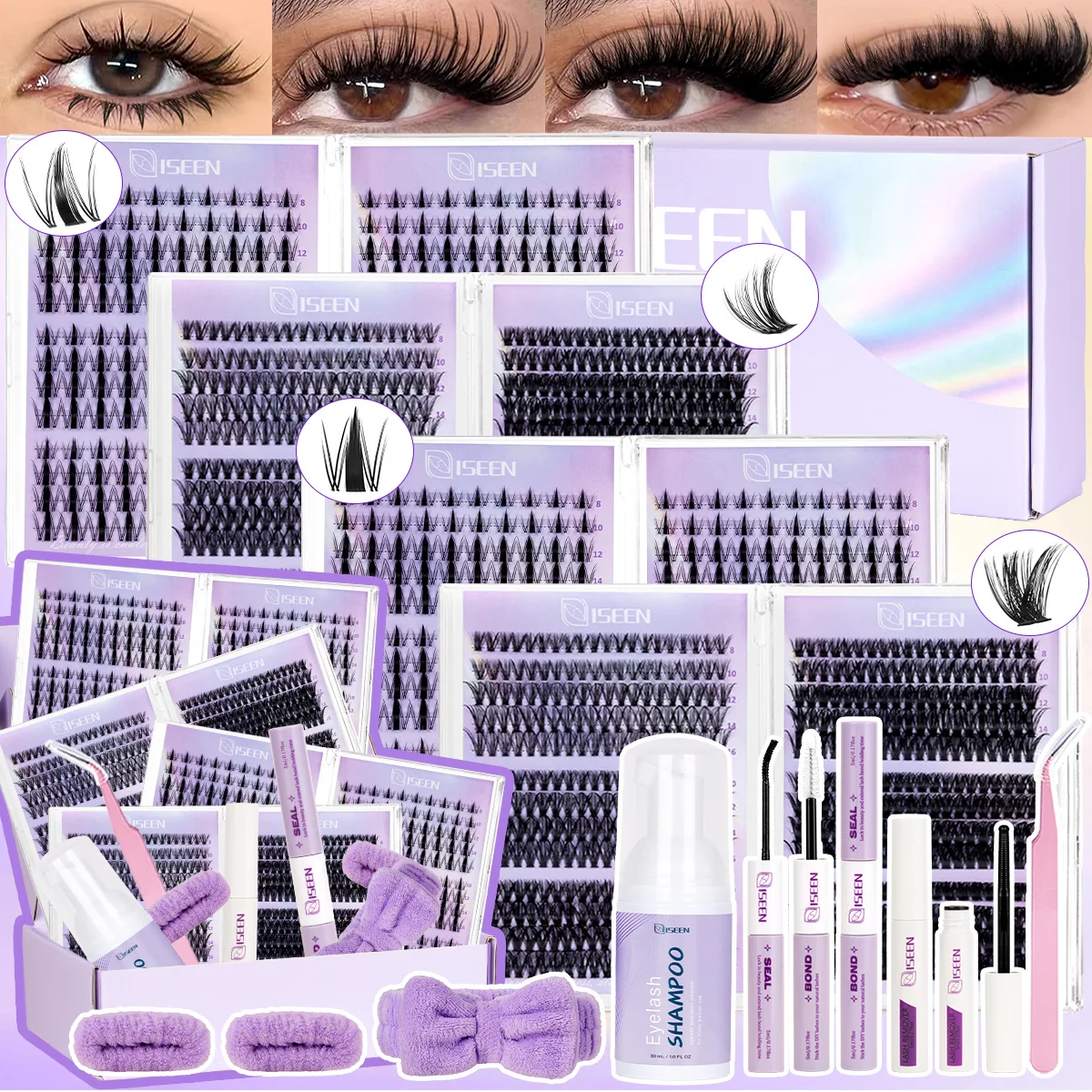 Eyelash Clusters Kit Large Capacity Mix Styles Wispy Individ