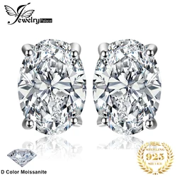 JewelryPalace Moissanite D Color Total 2ct Oval 925 Sterling Silver Stud Earrings for Woman Fine Jewelry Yellow Rose Gold Plated