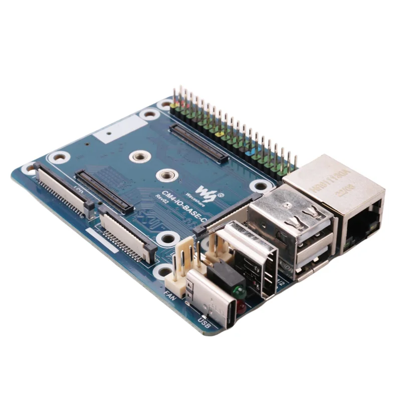 Waveshare CM4-IO-BASE-C Expansion Board For Raspberry Pi CM4 Basic Expansion Board Advanced Version RJ45+M.2 M KEY PCB
