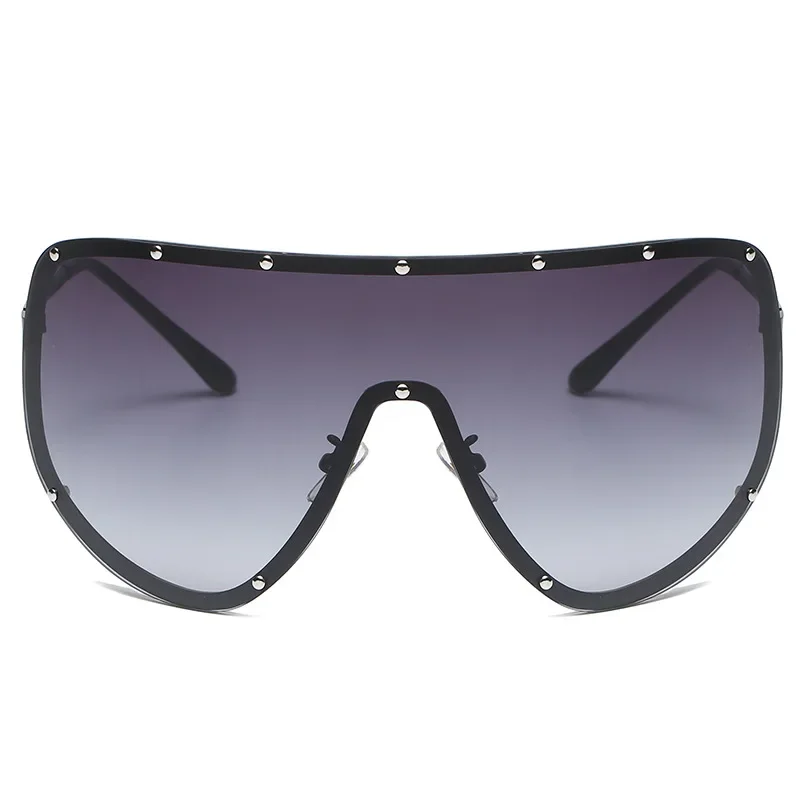 

Oversized Shield Sunglasses for Women & Men - One Piece Rimless UV400 Lens, Windproof Visor Mask, Black Big Shades 선글라스