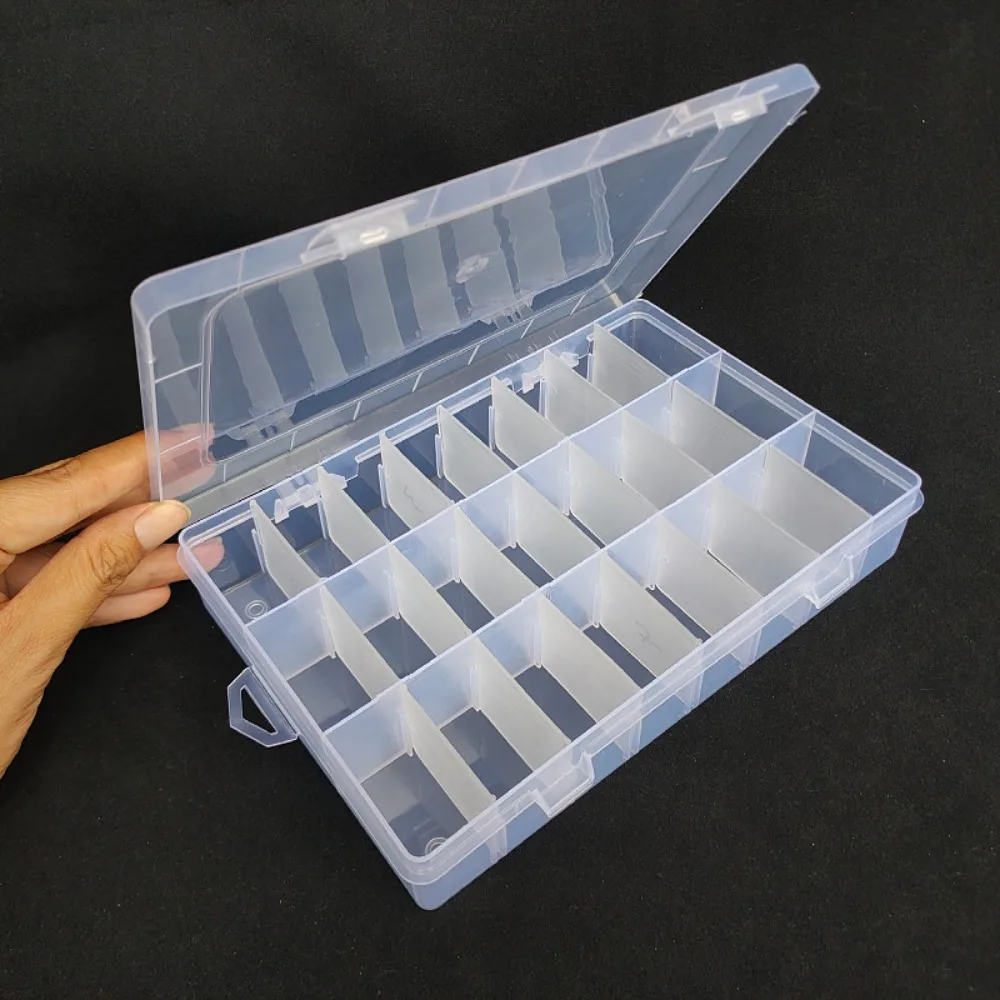24 Slots Cells Colorful Portable Jewelry Tool Storage Box Container Ring Electronic Parts Screw Beads Organizer Plastic Case