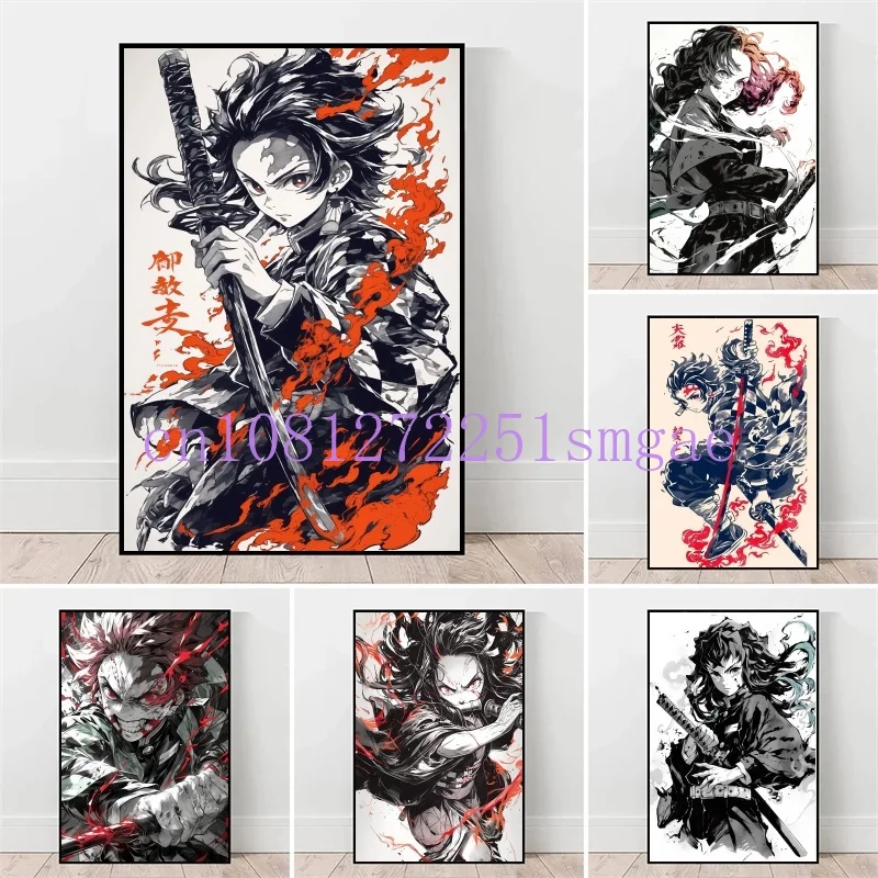 

Japanese Anime Demon Slayer Wall Art Poster Nezuko and Tanjiro Home Decor Prints Living Room Bedroom Canvas Painting Mural Gifts