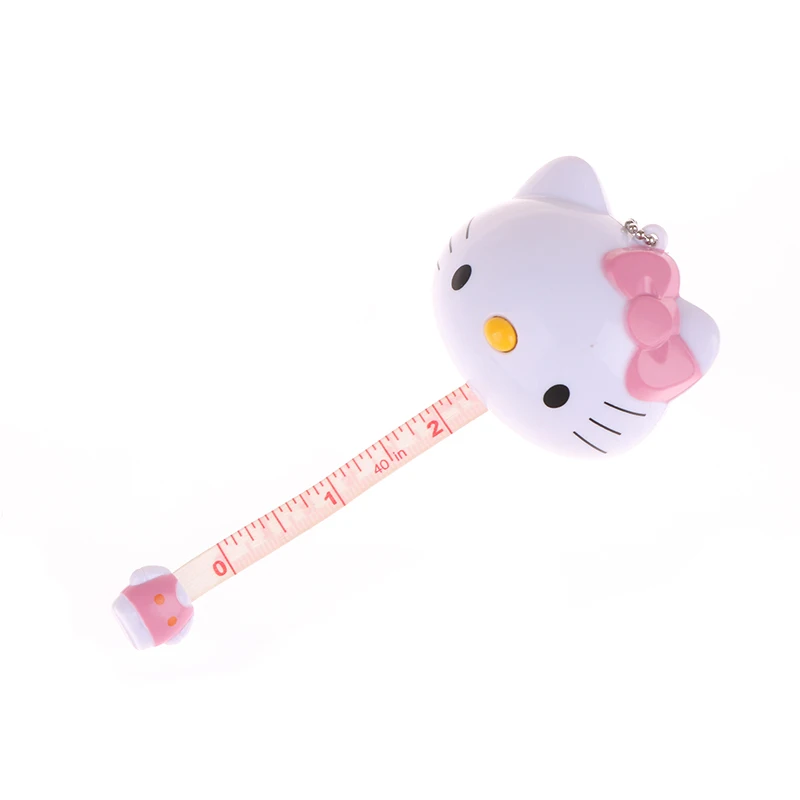 Sanrio Hello Kitty Cartoon Self-Telescoping Tape Measure Cute Kt Cat Meter Ruler Mini Pendant Soft Measuring Tape Straight Ruler