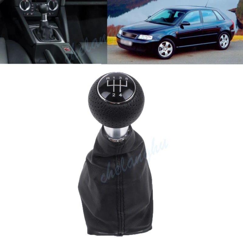 

5 Speed Black Gear Shift Knob With PU Leather Boot For Audi A3 S3 2000 2001 2002 2003 Car Accessories
