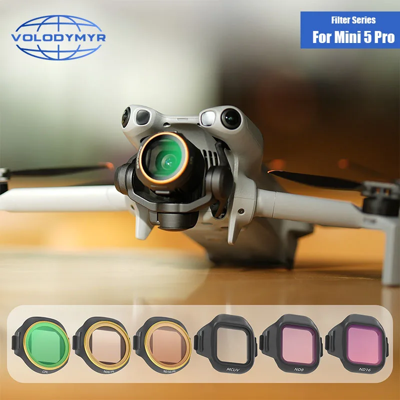 

VOLODYMYR Filter for Mini 5 Pro Adjustable CPL Drone Light ND16 Polarizer ND64/PL Filter Set Aluminium Frame Optical Glass