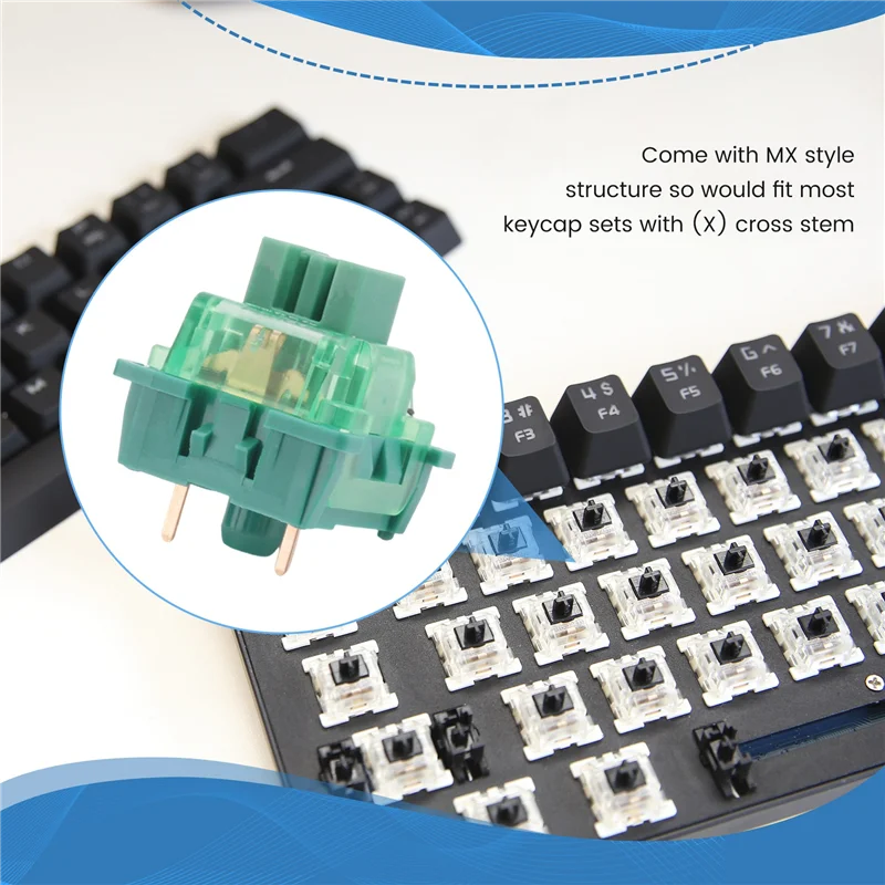A13E-Akko V3 Pro Keyboard Switch Matcha Green Switches 3 Pin 50Gf Linear Switch For MX Mechanical Keyboard (45 Pcs)