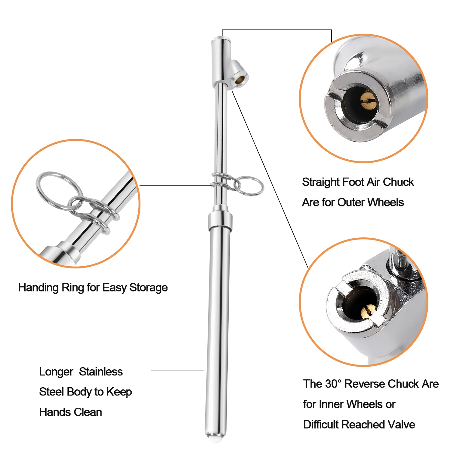 ATsafepro Dual Head Tire Pressure Gauge Heavy Duty Pen Tire Gauge Range 10-150PSI 1-10Bar Dual Head Truck Air Pressure Gauge