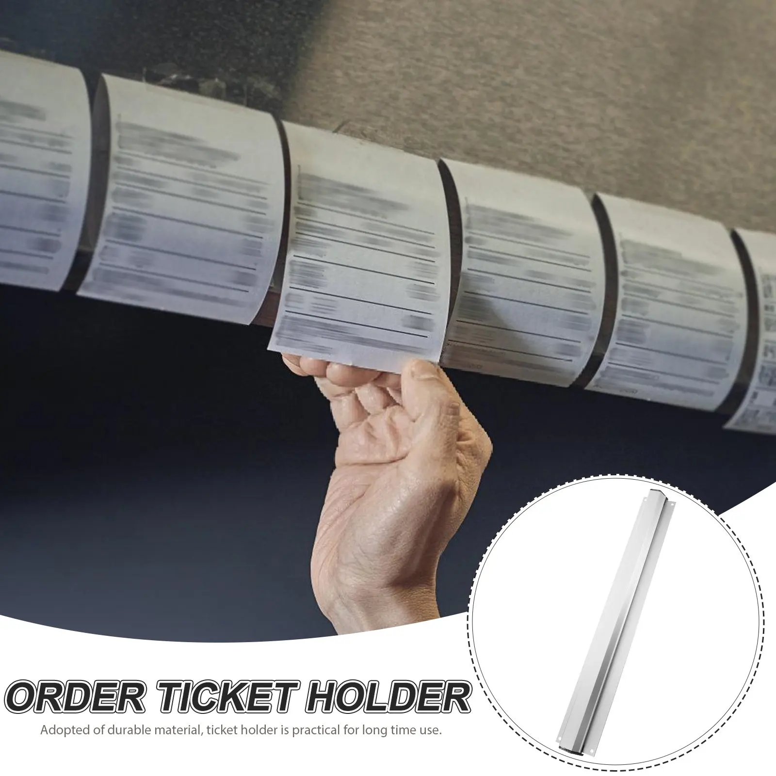 Heavy Duty Aluminum Alloy Slide Ticket Holder for Restaurant Order Management Kitchen Hotel Takeout Receipts Menu Notes
