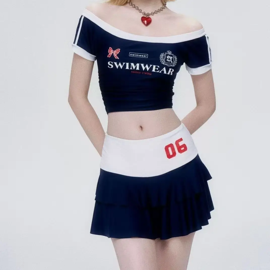 

Y2K American College Style Stretch Slim-Fit A-Line Skirt Set Casual Sporty Sexy Age-Reducing Mini Length Women's Clothing