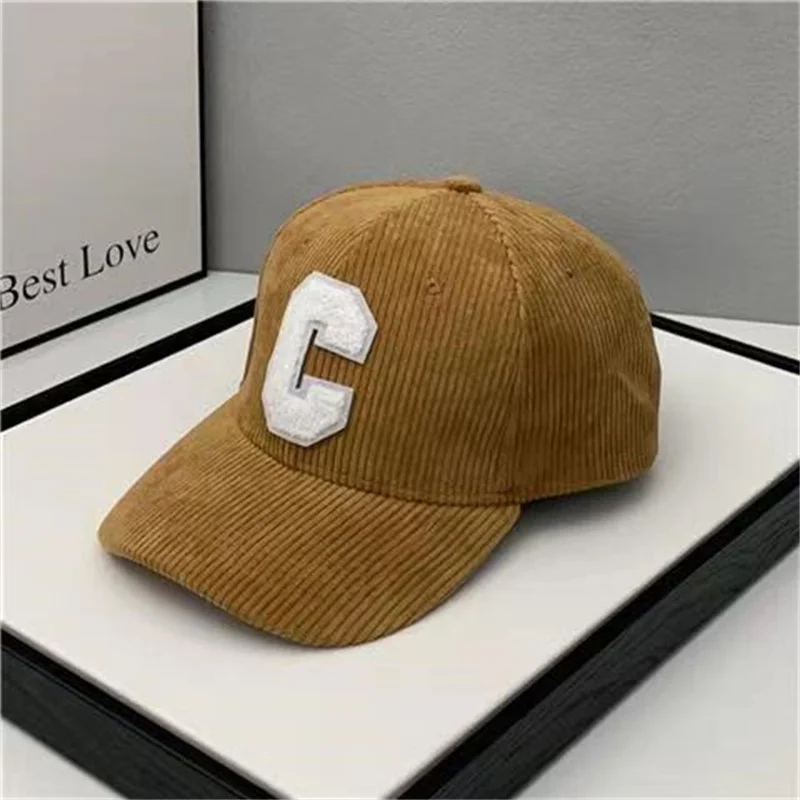 Spring Autumn Corduroy Baseball Cap for Women Men Unisex Vintage C Snapback Hip Hop Hats Winter Adjustable Outdoor Sport Hat