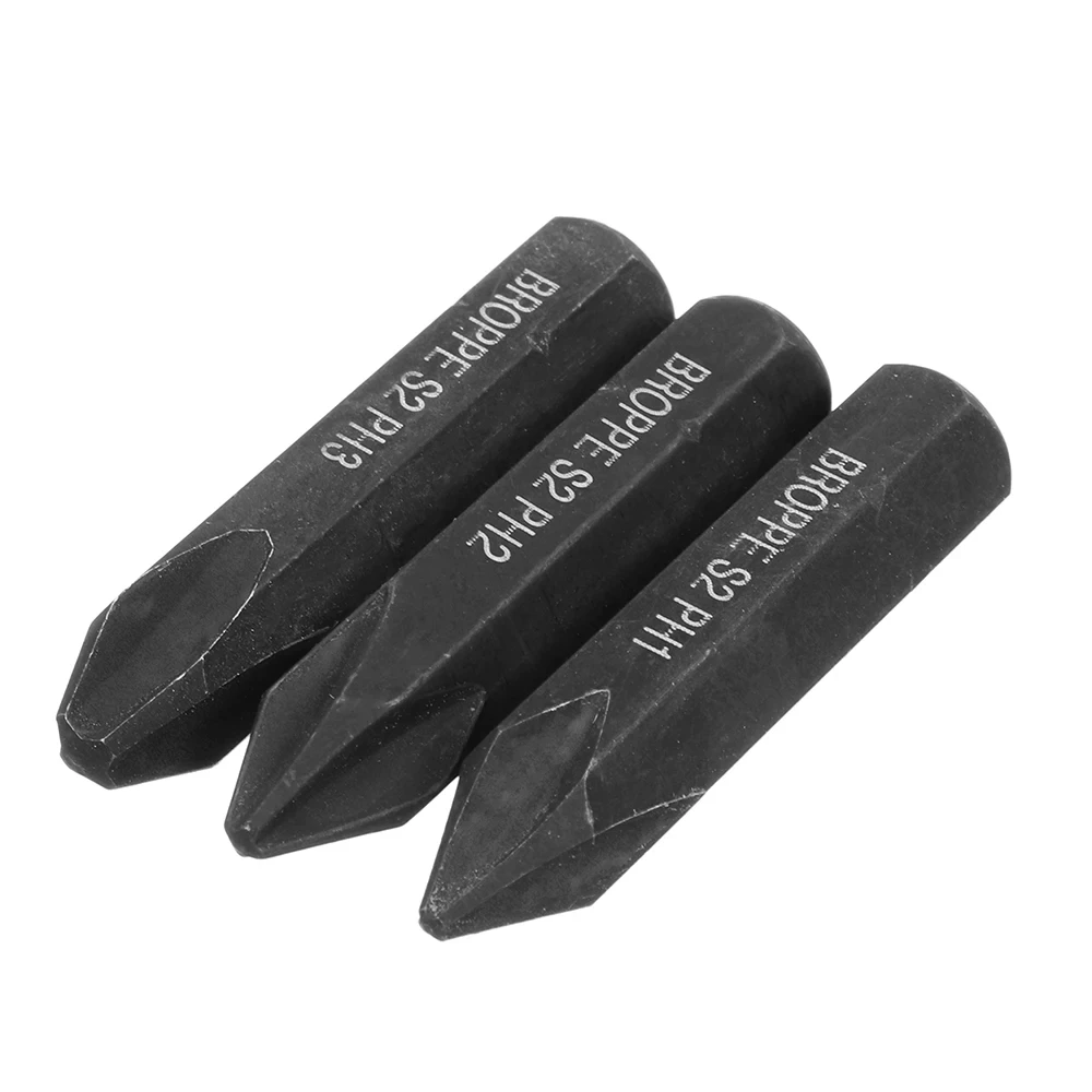 3Pcs Magnetic Screwdriver Bit Set Strong Magnetic Hex Phillips Slotted Head 8mm Hexagon Shank S2 Alloy Steel 36mm