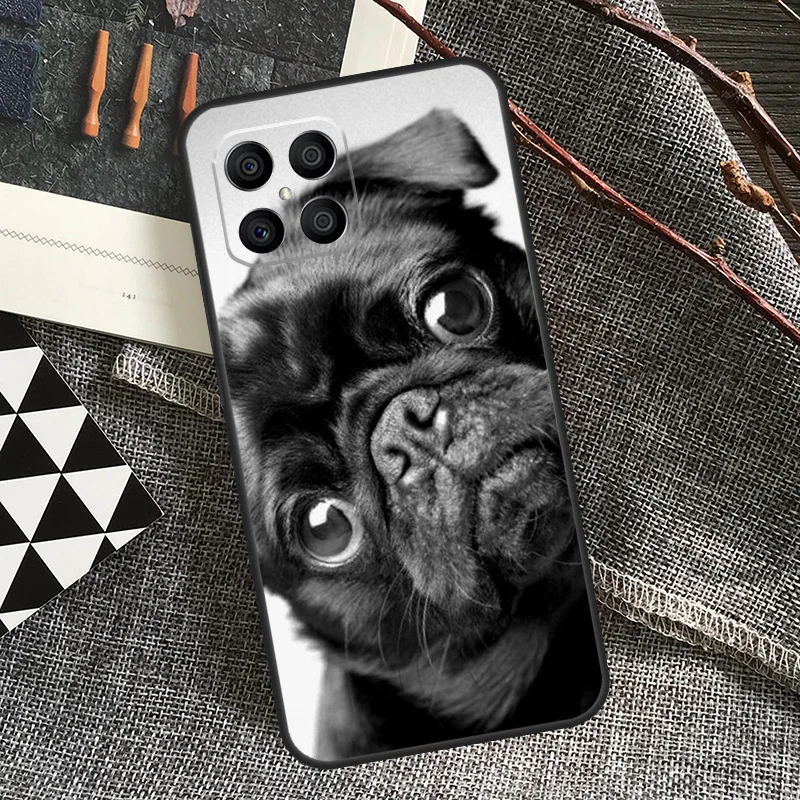 Cute Black Pug Dog Case For Honor 90 70 50 Lite Magic 5 Magic 6 Pro X6 X7 X8 X9 X6a X7a X8a X9a X8b X9b Cover