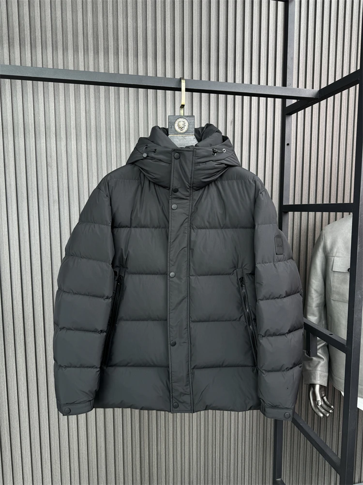 معطف شتوي فضفاض بقلنسوة للرجال من Svip معطف شتوي خارجي عالي الارتفاع منفوش باللون الأبيض Du down Fearl of Cold #5