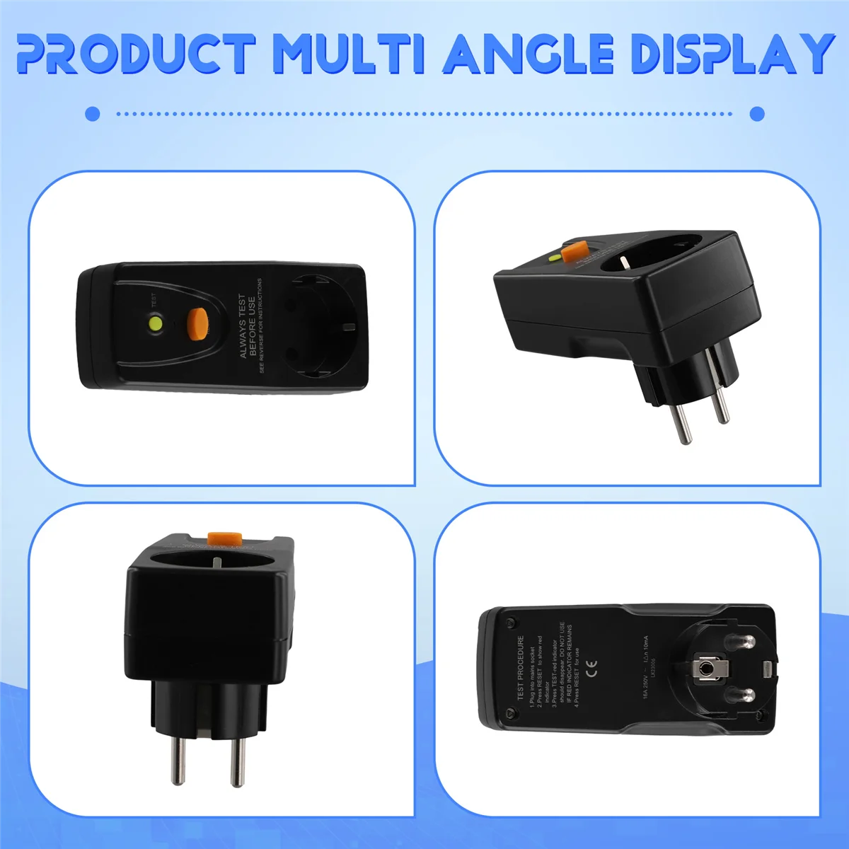 

RISE 16A Gfci Защитная вилка от утечки Домашний автоматический выключатель Выключатель Безопасность Защитная вилка для личной защиты Черный, вилка европейского стандарта
