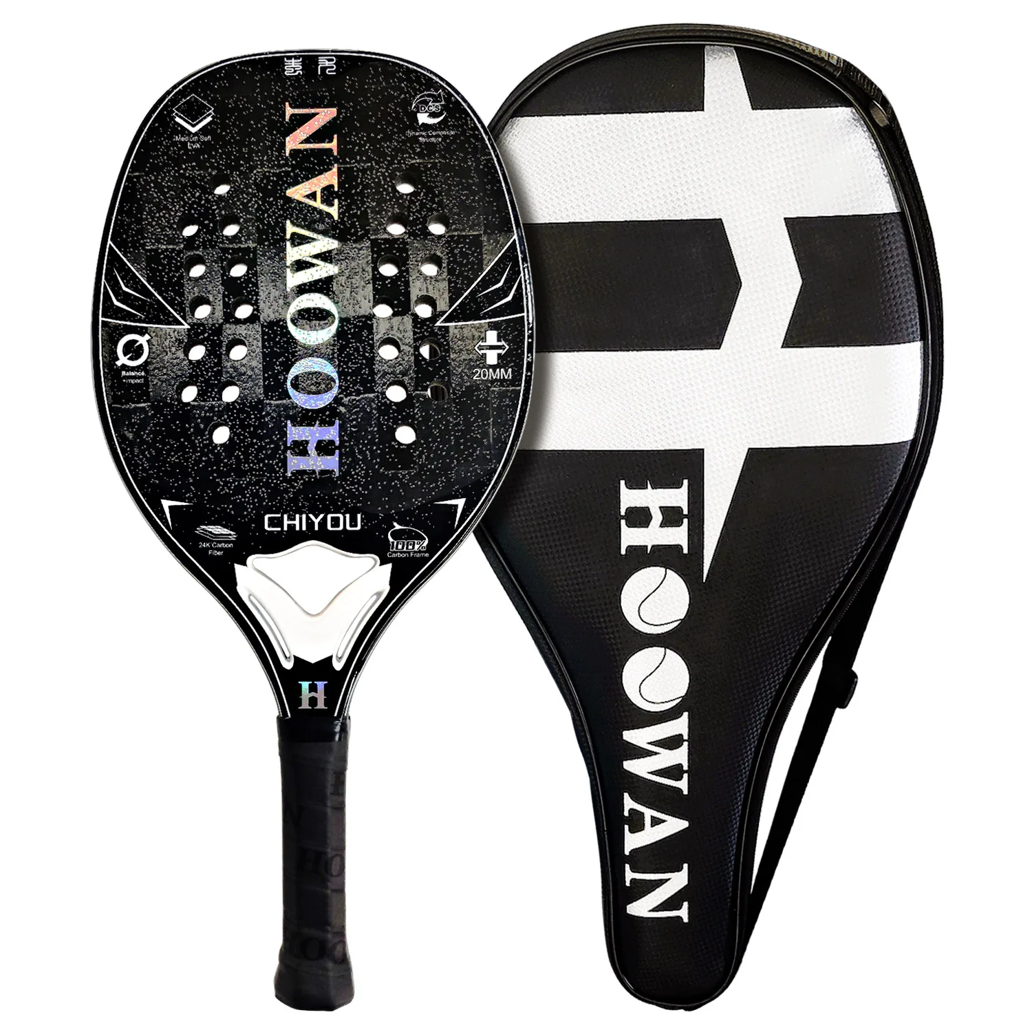 

HOOWAN Chiyou 24K Beach Tennis Racket Carbon Fiber with 20mm Carbon Frame Fine Balanced Weapon for Advanced Player