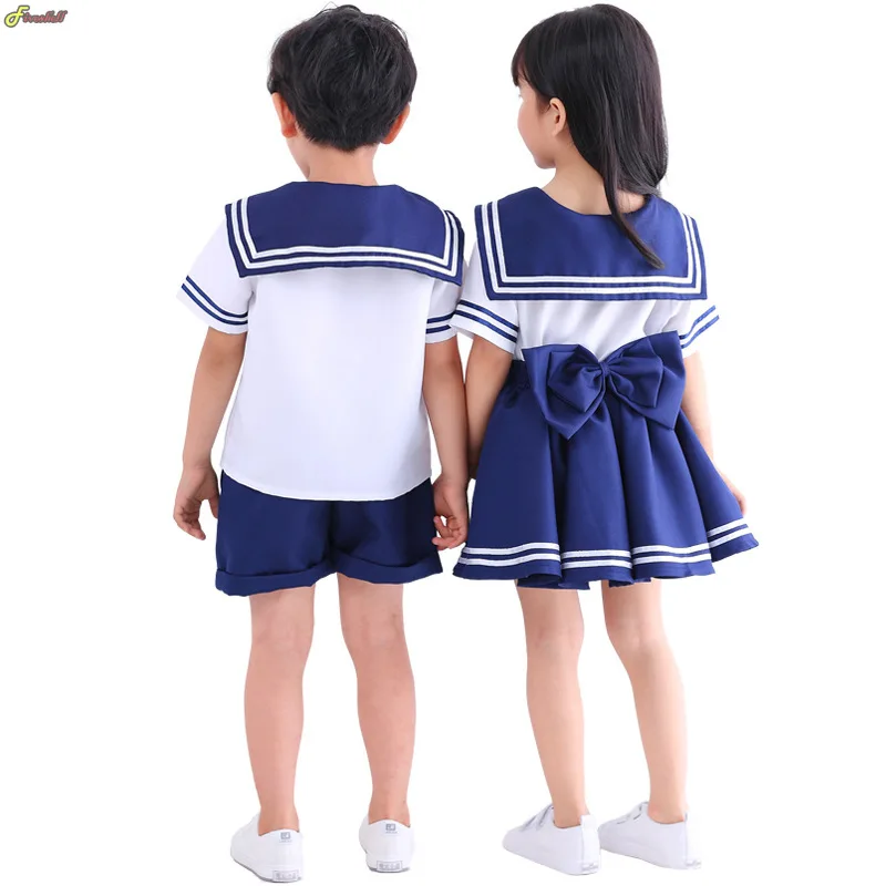 ญี่ปุ่นอะนิเมะ Navy Sailor เครื่องแต่งกายชุดสีฟ้าสำหรับสาวฮาโลวีนสำหรับเด็กชายโรงเรียนพรรคแฟนซีชุด Bow Tie