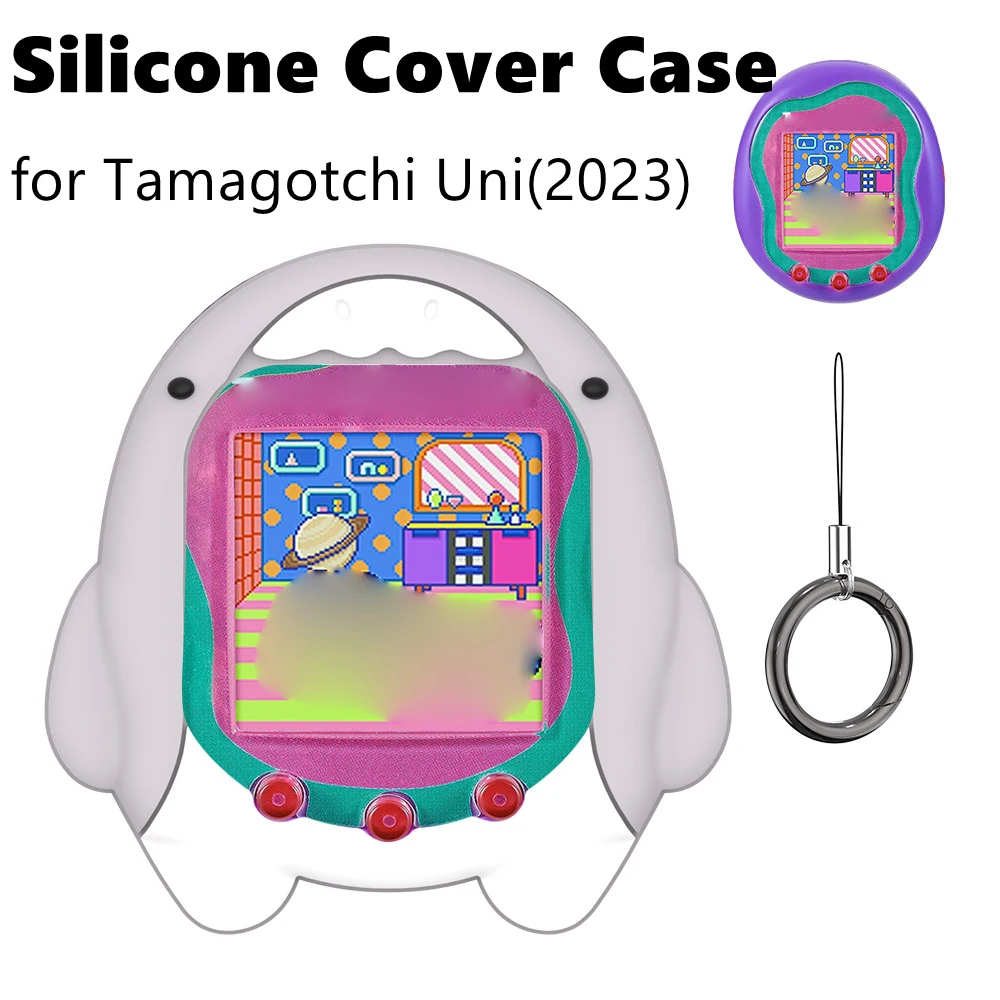 Shark Shaped Silicone Protective Sleeve with Buckle for Tamagotchi Uni(2023) Fall Prevention Waterproof Game Console Storage Box