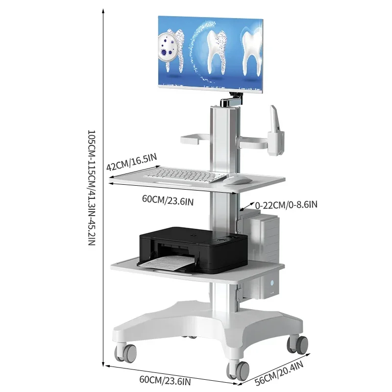 Lodden OC-1T Mobiler Dental-Intraoralscanner-Trolley mit verstellbarem Ablagefach für 3M iTero CEREC Klinik- und Krankenhausnutzung – Detail 4