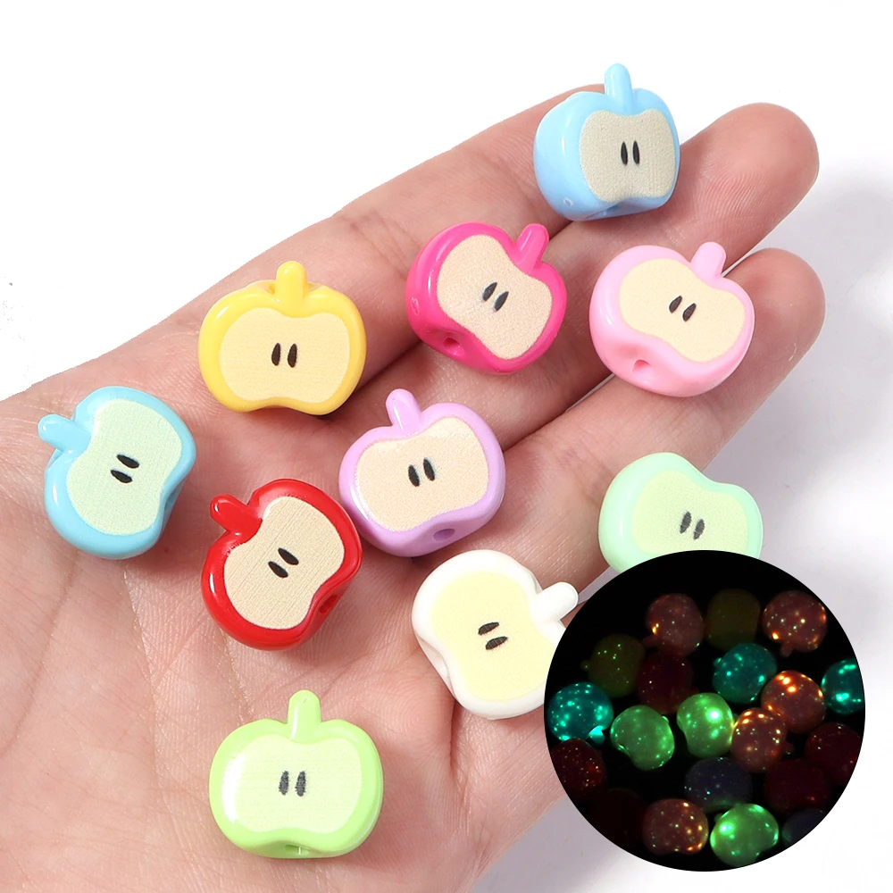 10pcs/lot 16x17.5mm Acrylic Beads Fruit 3D Apple shape Loose Spacer Beads For Jewelry Making DIY Necklace Bracelet Accessories image 5